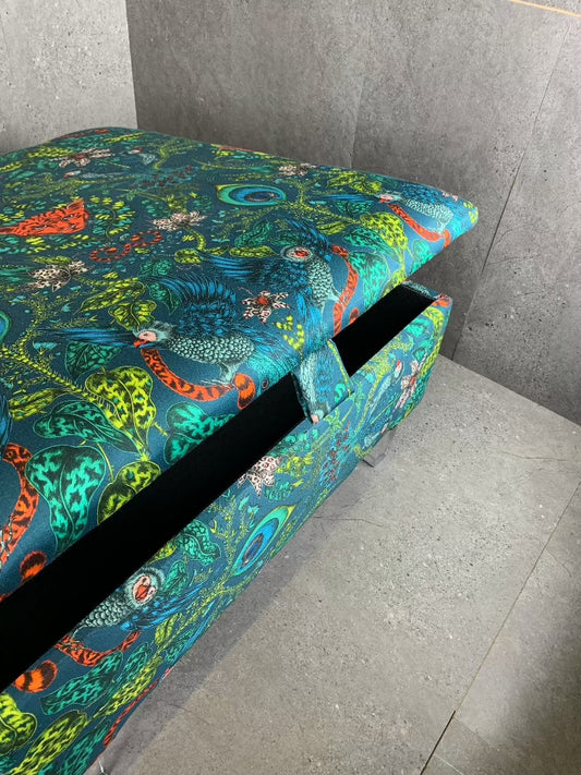 PREMIUM Satin Green Floral Ottoman storage
