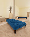 Blue Coffee table upholstered chesterfield Ottoman footstool
