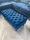 Premium blue Rectangular Ottoman footstool