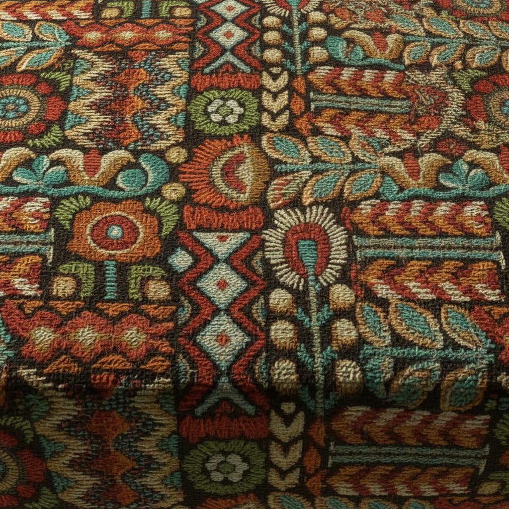 Durable wooden frame bench with premium multi-coloured fabric