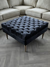 Premium Black Coffee Table Bench, Chesterfield Footstool seat