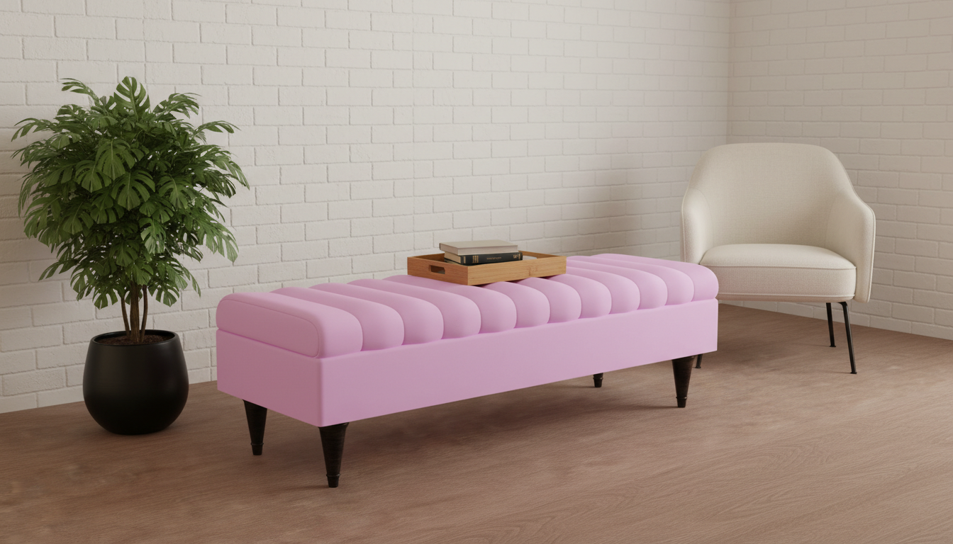 Romo pink ottoman bench seat used as coffee table with hidden storage compartment - ISTOOLS