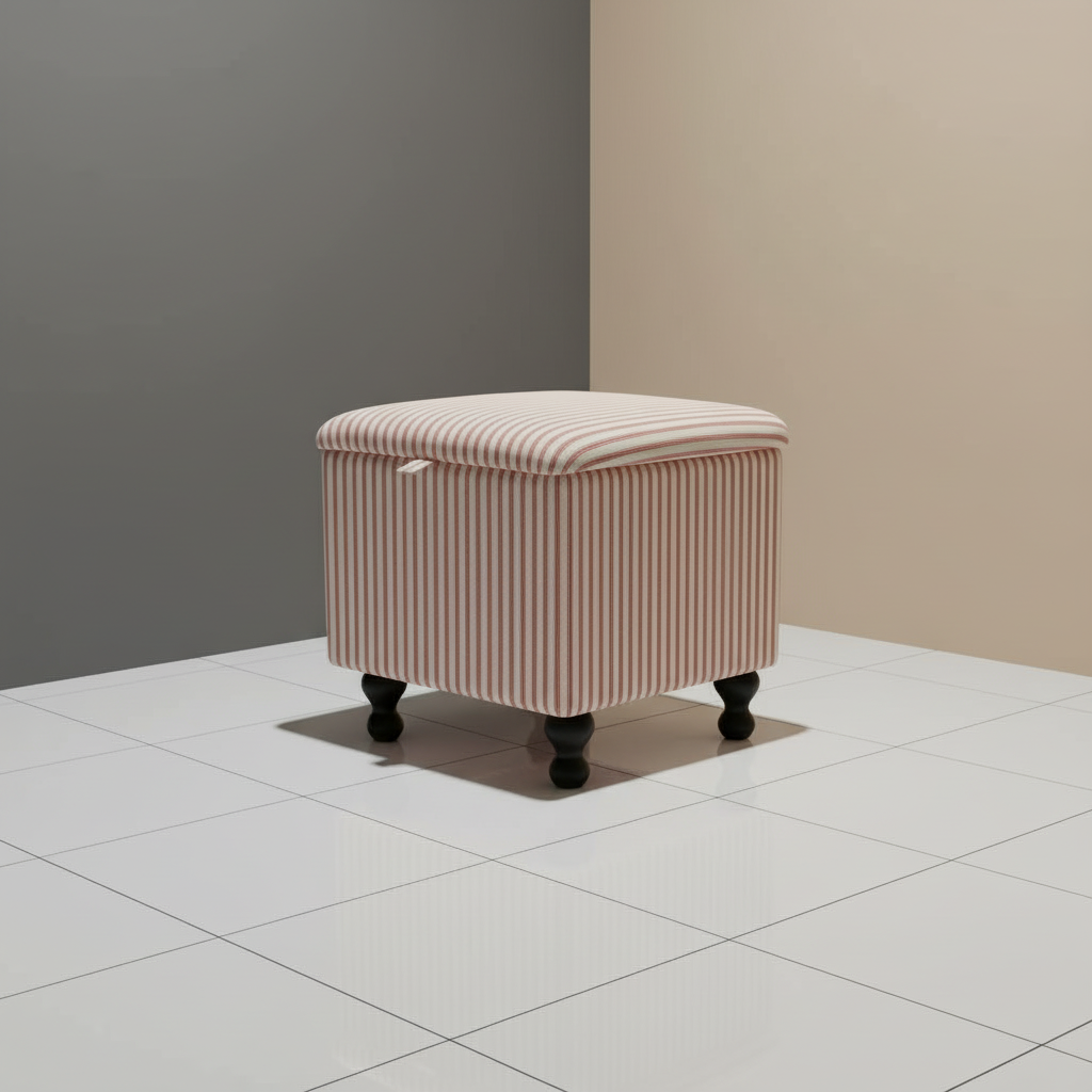 Solid wood frame heavy duty square footstool handcrafted in the UK