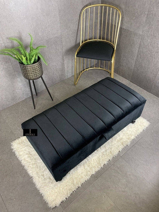 Black Ottoman Bench Coffee Table For Living Room | Footstool Storage Bench Seat - ISTOOLS