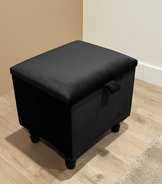 Black small ottoman with storage for coffee table and footstool- ISTOOLS