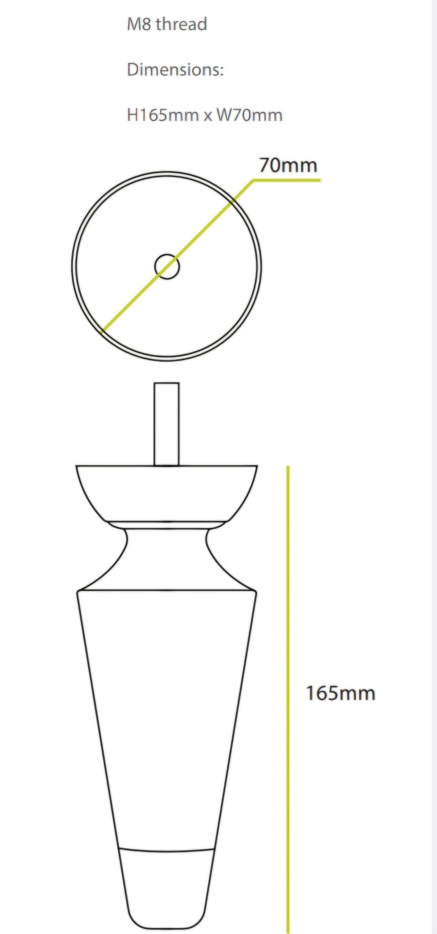 Black wooden leg with silver cap - ISTOOLS