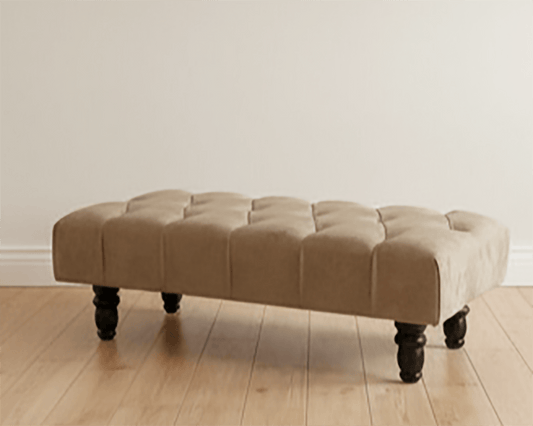 Handcrafted Beige Chesterfield Footstool for UK Living Rooms - ISTOOLS