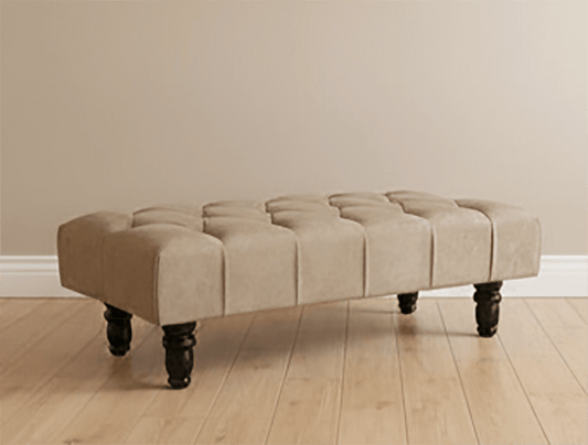 Champagne non storage Chesterfield Footstool | Large Beige Buttoned Footstool - ISTOOLS