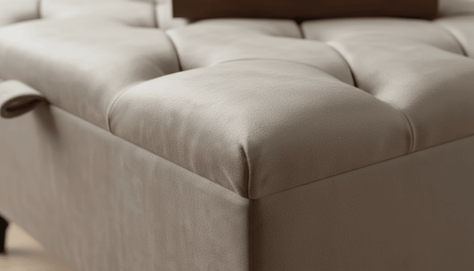 Chesterfield Storage Ottoman Bench UK – Plush Velvet Coffee Table with Hidden Storage (Champagne) - ISTOOLS