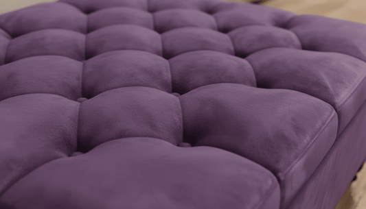 Chesterfield Storage Ottoman Bench UK – Plush Velvet Coffee Table with Hidden Storage (Purple) - ISTOOLS