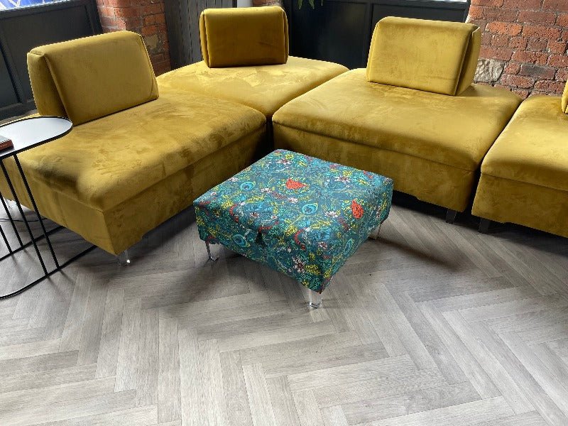 Contact us | MADE TO MEASURE AVAILABLE Satin Green Floral Ottoman Square Storage | Patterned Footstool Pouffe | Green Table - ISTOOLS