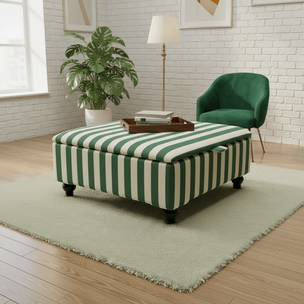 Contemporary Centrepiece Footstool – Wide Surface Storage Ottoman for Living Room - ISTOOLS