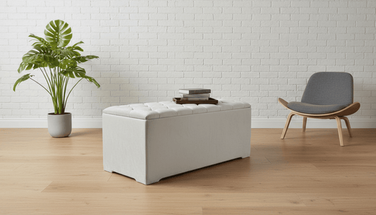 Cream Large Ottoman Deep Storage Box Chesterfield Bench Seat – ISTOOLS - ISTOOLS