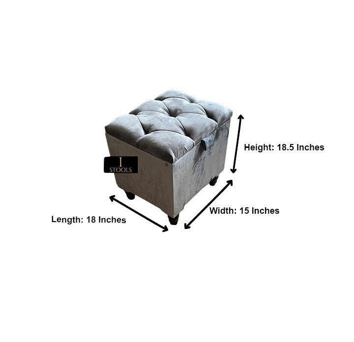 Dark Grey Small coffee table Storage Box | Ottoman Storage Seat | Grey Ottoman Pouffe - ISTOOLS