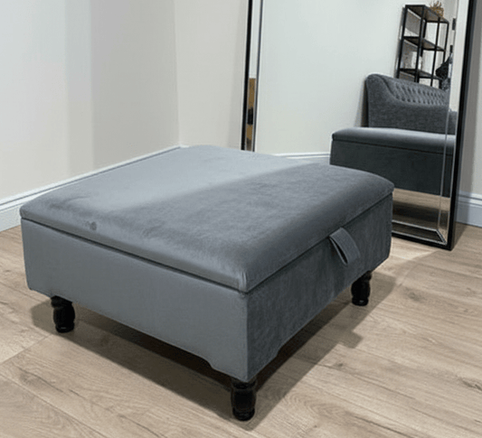 Multi-functional coffee table and stool with hidden storage in dark grey - ISTOOLS