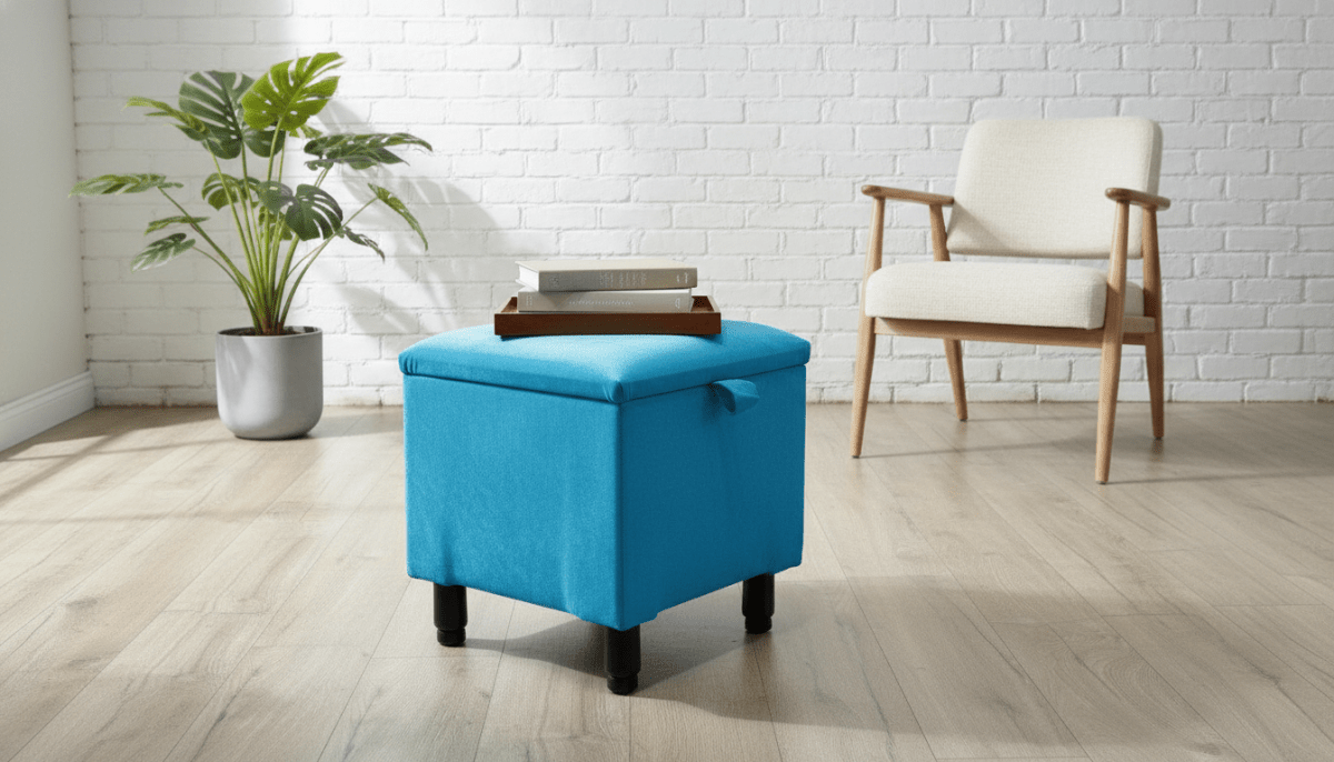 Durable Small Plain Lid Storage Box – Stackable Plastic Organiser for Home & Office Aqua - ISTOOLS