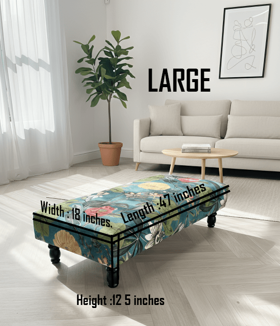Floral Printed Footstool Luxurious Fabric Bench - ISTOOLS