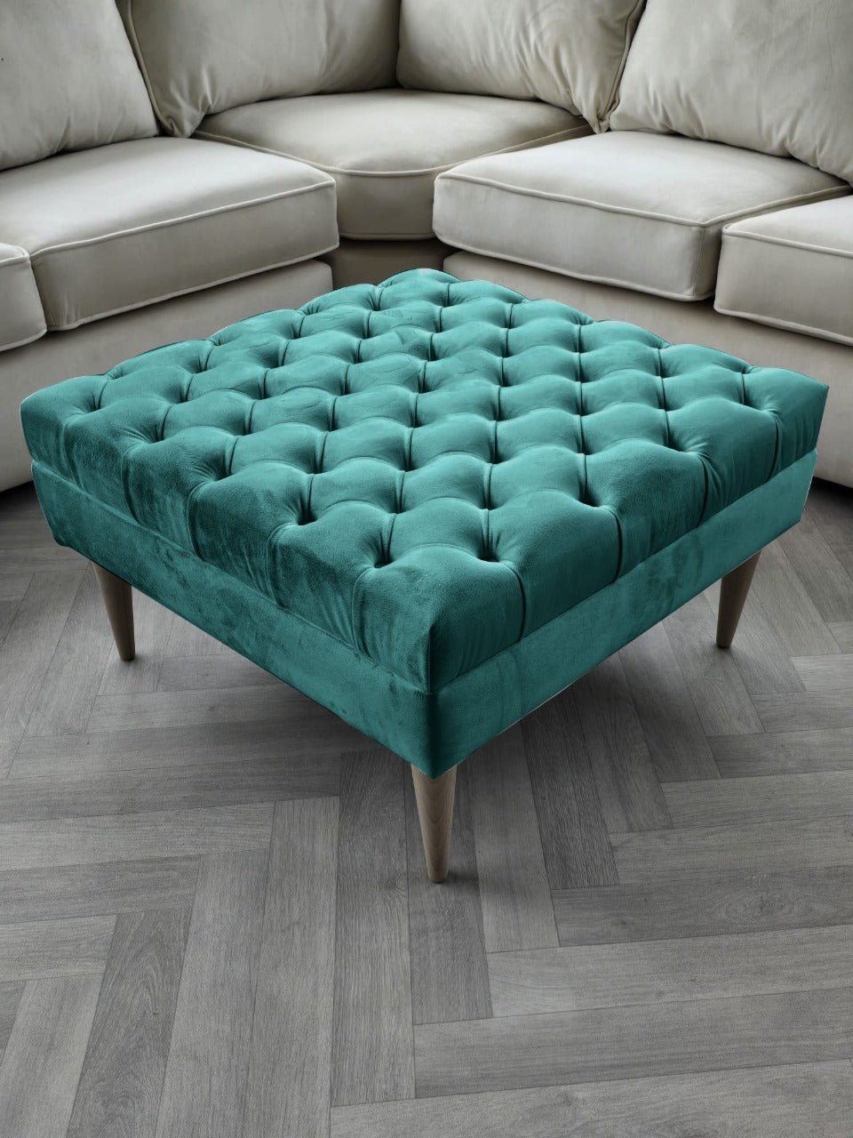 Green Coffee Table Bench, Chesterfield Footstool seat - ISTOOLS