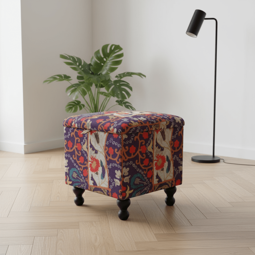 Handcrafted Square Storage Ottoman Expressive Aesthetic - ISTOOLS