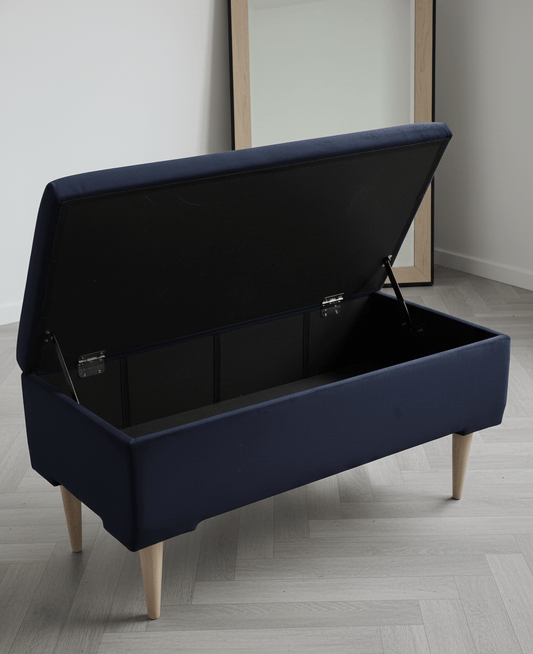 Labrador embroidered black velvet soft luxurious storage coffee table - ISTOOLS