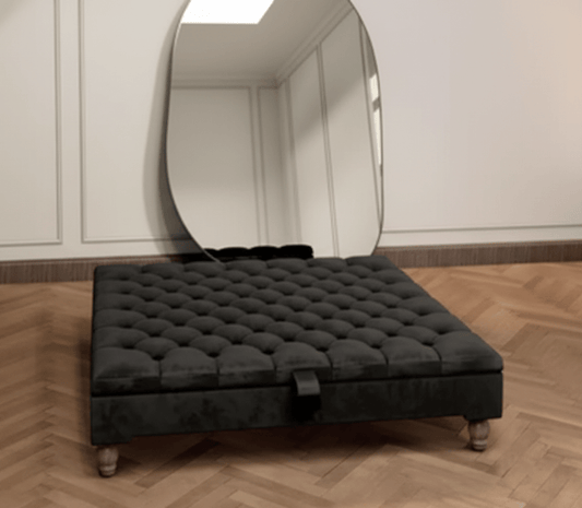 Velvet Chesterfield ottoman coffee table with hidden storage compartment for UK homes - ISTOOLS