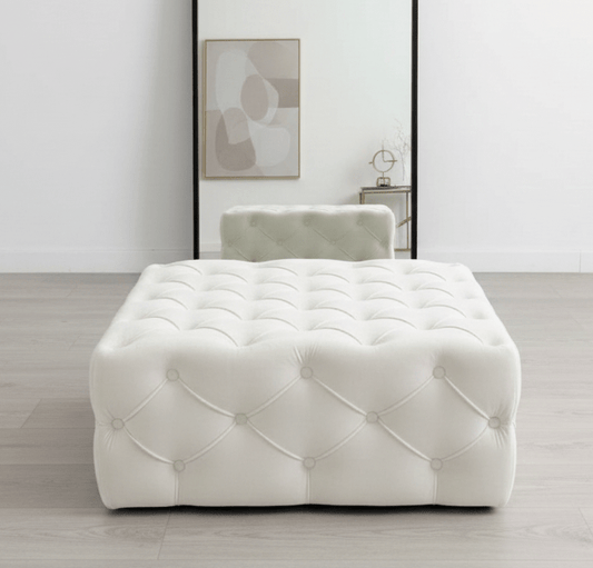 Large Creamy White Square Ottoman Coffee Table | Coffee Table - ISTOOLS