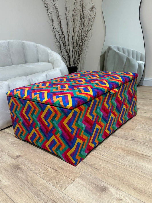 Large trem multicolour coffee table seat footstool window bay seat - ISTOOLS