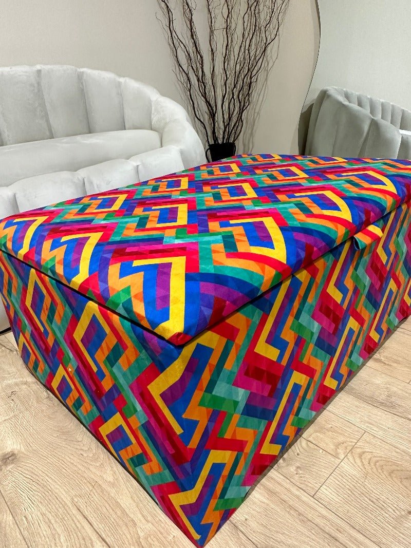 Large trem multicolour coffee table seat footstool window bay seat - ISTOOLS