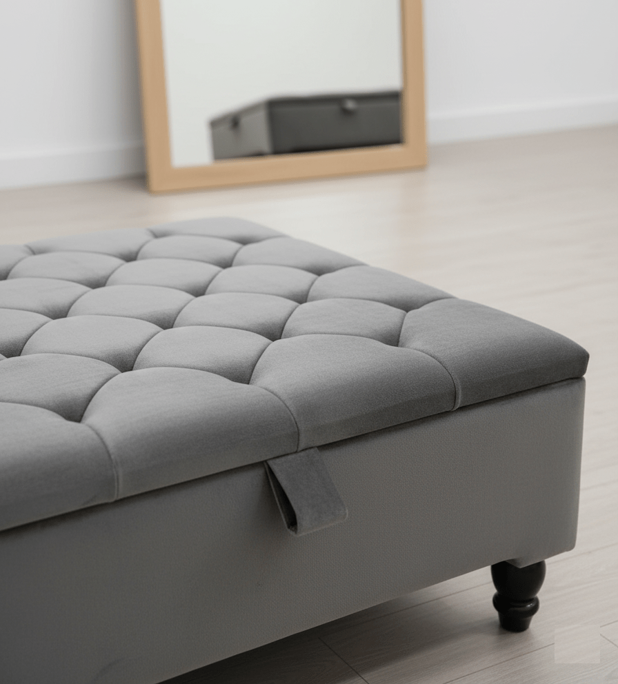 Light Grey Ottoman With Storage - ISTOOLS