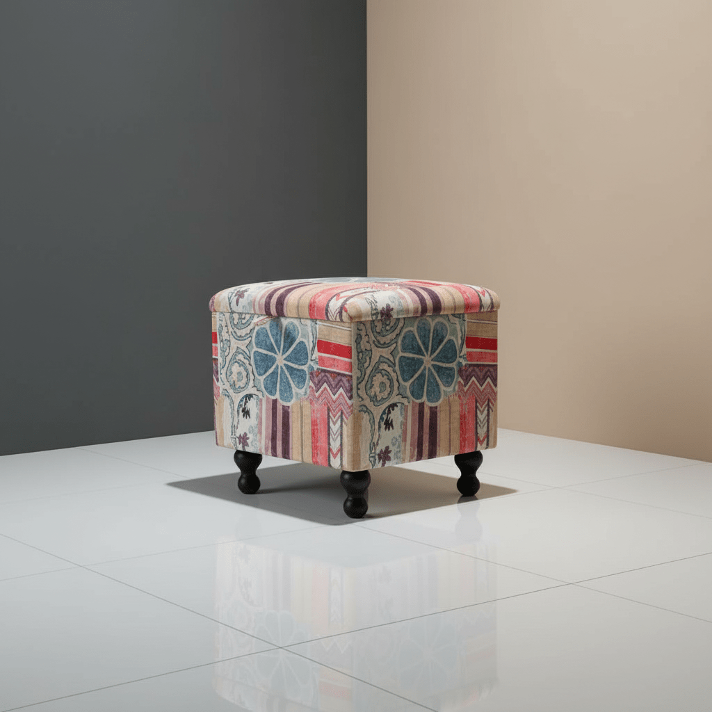 Luxury Square Box Footstool Designer Pattern Craftsmanship - ISTOOLS