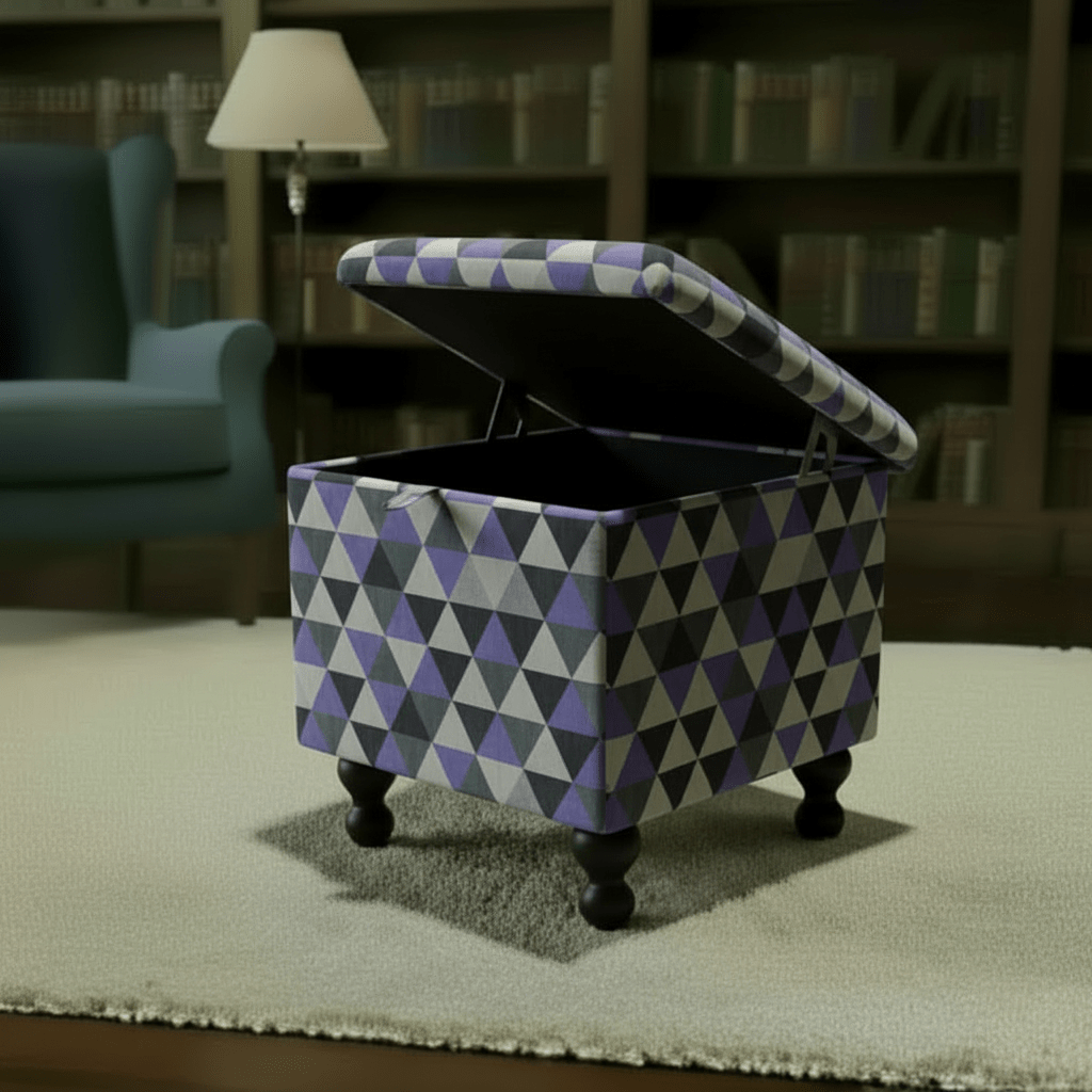 Luxury Square Trunk Hand - Upholstered Abstract Style Storage - ISTOOLS
