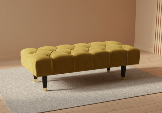 Luxury Mustard Velvet Ottoman Footstool with Hidden Storage for Living Room - ISTOOLS