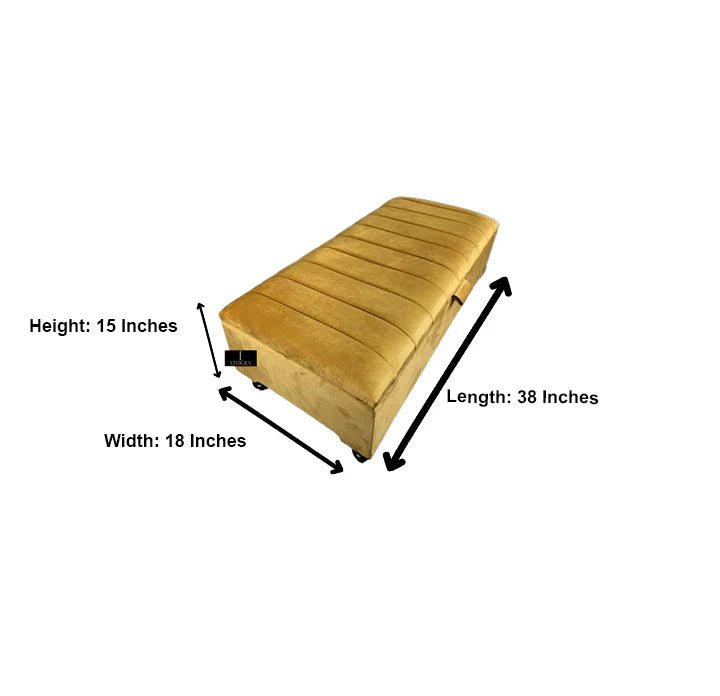 Mustard Gold Storage Bench | Mustard Yellow Velvet Footstool - ISTOOLS