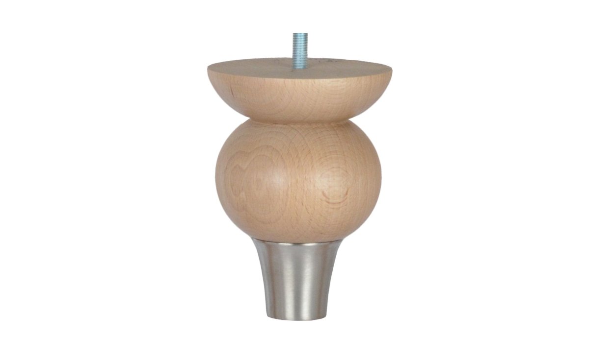Natural Wood Round Bun Foot with Silver Cap - ISTOOLS