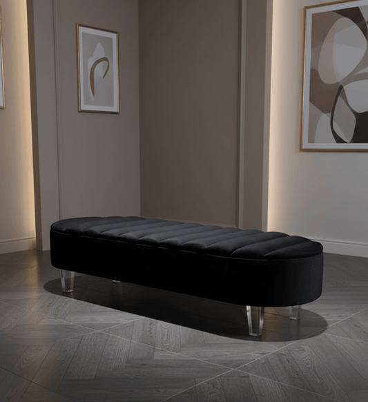 Modern Black Storage Ottoman Bench with Hidden Lid Storage for Living Room - ISTOOLS