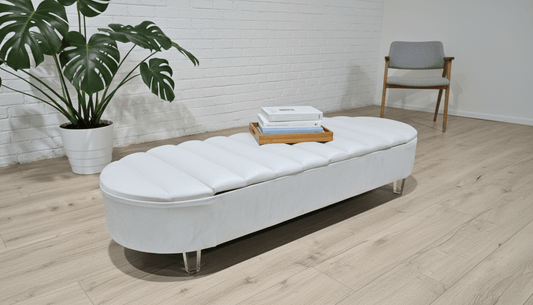 Olivia White Storage Ottoman Coffee Table Bench – UK Handmade Multi - Functional Seat - ISTOOLS