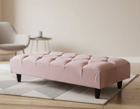 Luxury Pink Velvet Ottoman Bench for UK Living Room Décor - ISTOOLS