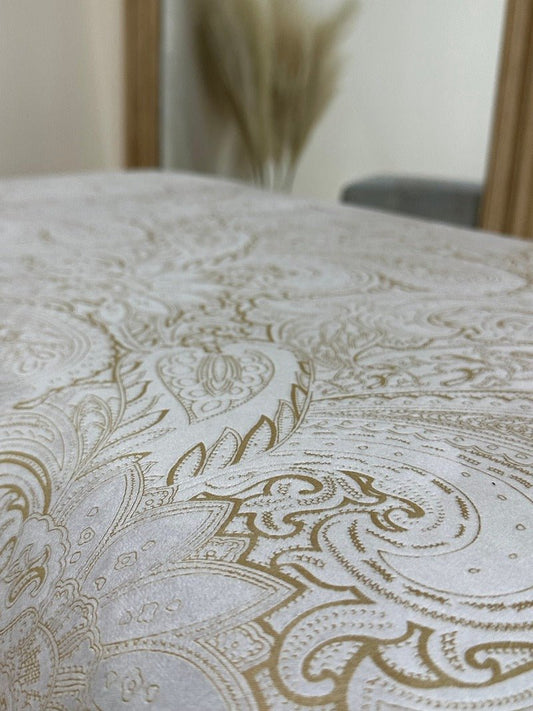 Premium floral patterned champagne colour coffee table bench footstool - ISTOOLS