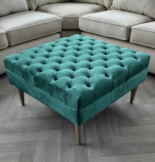 Premium non storage dark green footstool plus x 6 matching cushions - ISTOOLS