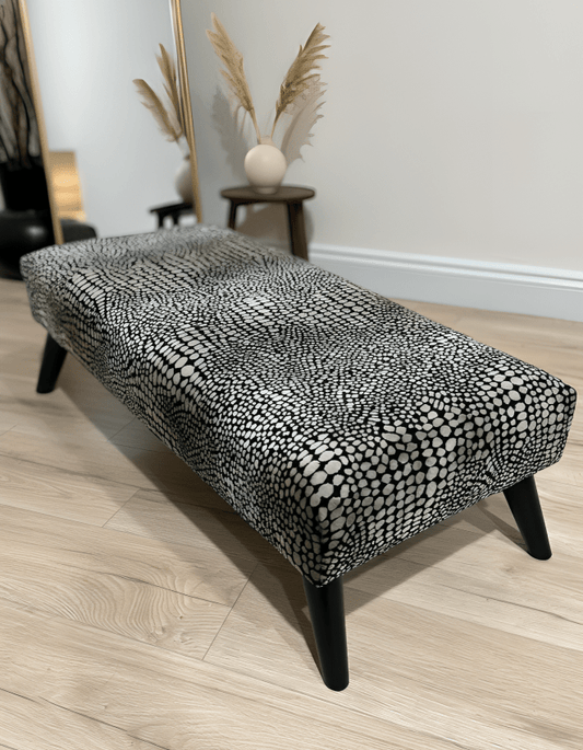 Fabric leopard pattern footstool pouffe coffee table with hidden storage - ISTOOLS