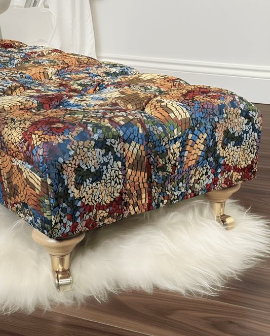 PREMIUM STAINED GLASS FOOTSTOOL | POUFFE FOOTSTOOL TABLE - ISTOOLS