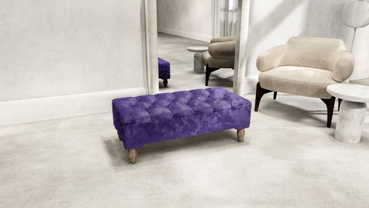 Purple Aubergine Ottoman Storage Bench | Purple Chenille Fabric Footstool - ISTOOLS