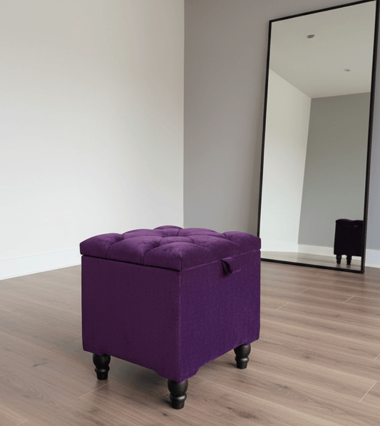 Purple velvet storage footstool UK - ISTOOLS