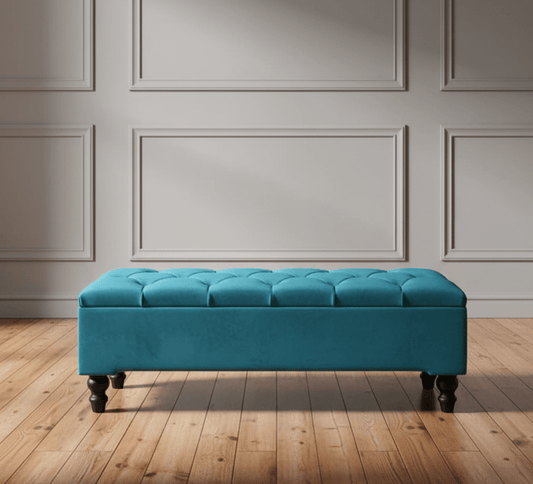 Rectangular chesterfield buttoned Storage Bench coffee table footstool - ISTOOLS