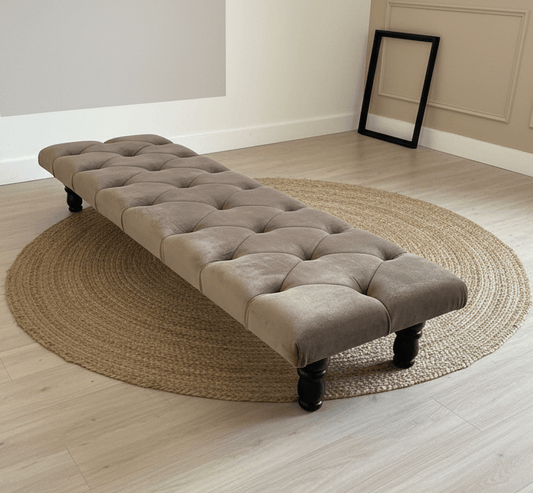 Rectangular Sand Coloured Chesterfield Footstool - ISTOOLS