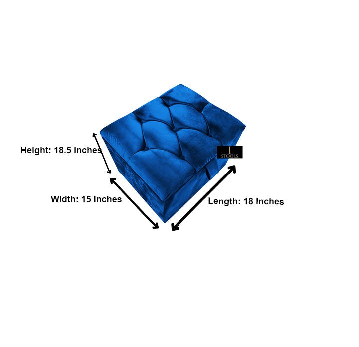 Navy Blue Velvet Pouffe for Bedroom or Living Room – Hidden Storage Solution - ISTOOLS