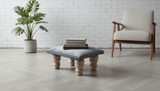 Small Dark Grey Velvet Footrest Pouffe – Handmade UK Footstool - ISTOOLS