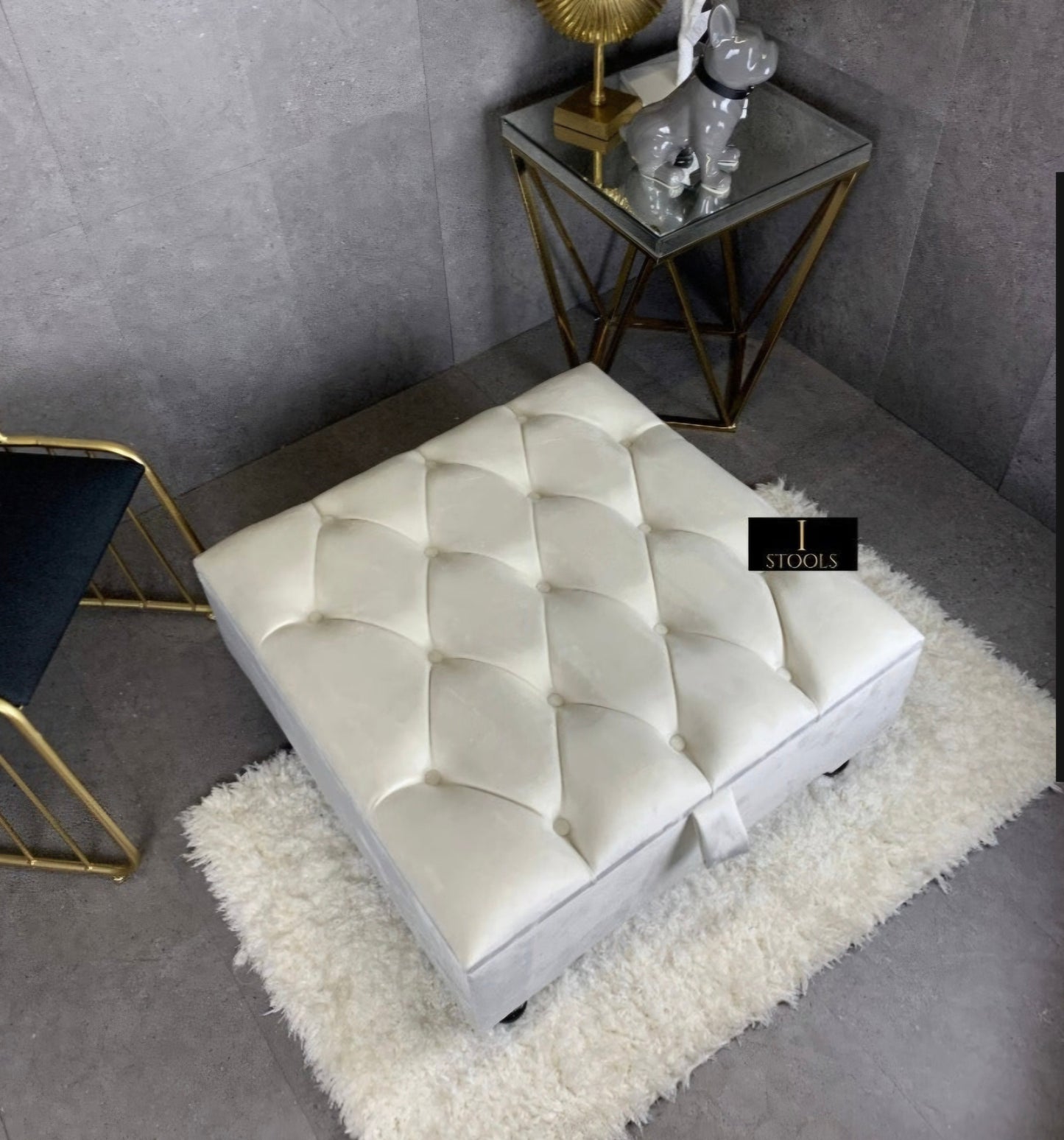 Square chesterfield buttoned Storage coffee table bench - ISTOOLS