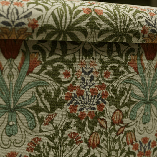 William Morris - Woodland Weeds Tapestry Fabric Multi Small Storage Ottoman – Multi - Purpose Coffee Table & Footstool - ISTOOLS