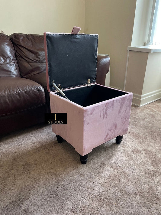 Pink Small Storage Box | Small Pink Footstools UK | Pink Ottoman Storage Stool - ISTOOLS